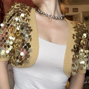 VINTAGE Y2K Sequined cropped sweater